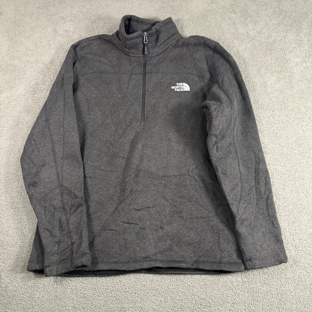 The North Face Mens TKA 100 Glacier Quarter Zip Fleece Pullover Charcoal Gray L